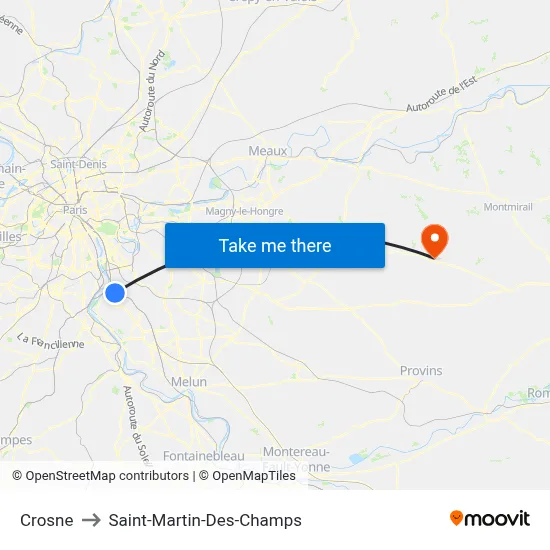 Crosne to Saint-Martin-Des-Champs map