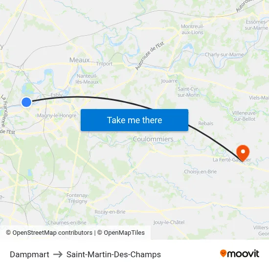 Dampmart to Saint-Martin-Des-Champs map