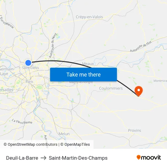 Deuil-La-Barre to Saint-Martin-Des-Champs map