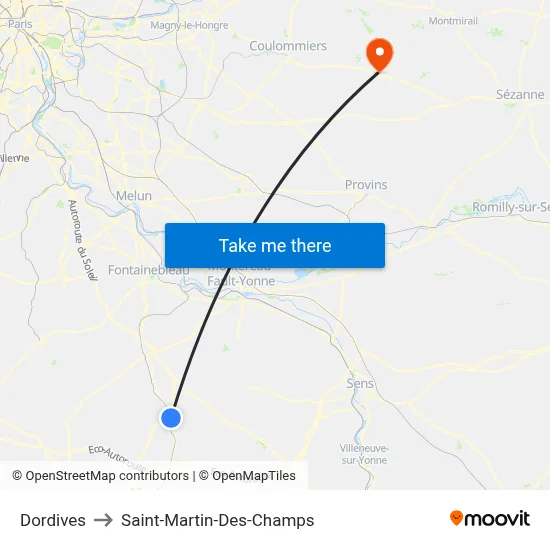Dordives to Saint-Martin-Des-Champs map