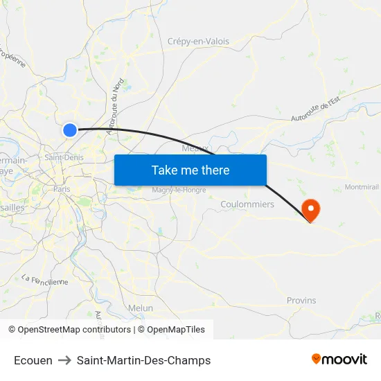 Ecouen to Saint-Martin-Des-Champs map