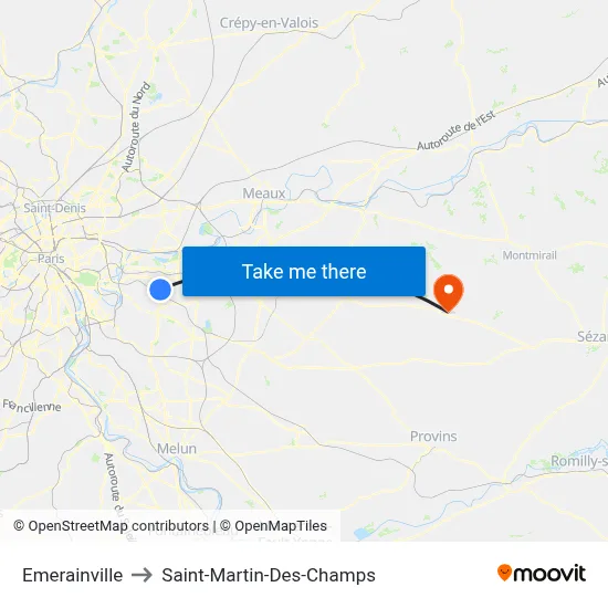 Emerainville to Saint-Martin-Des-Champs map
