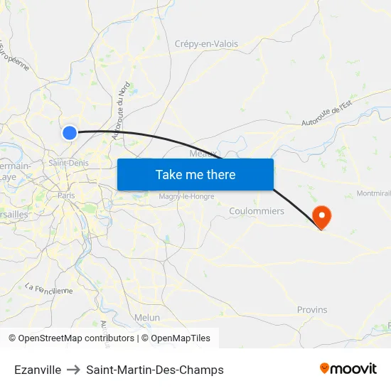 Ezanville to Saint-Martin-Des-Champs map