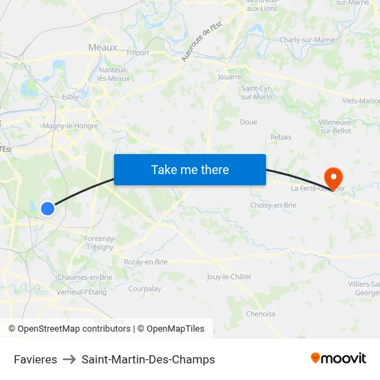 Favieres to Saint-Martin-Des-Champs map