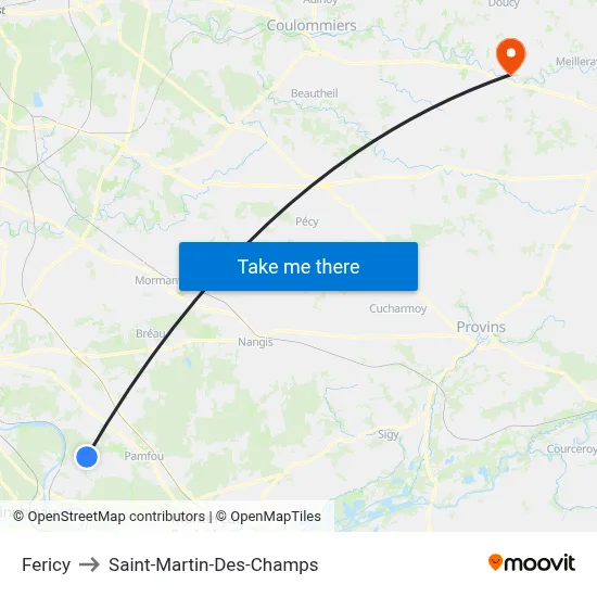 Fericy to Saint-Martin-Des-Champs map