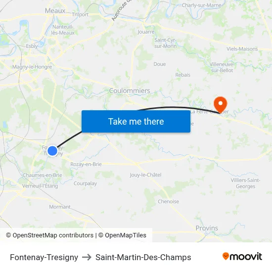 Fontenay-Tresigny to Saint-Martin-Des-Champs map