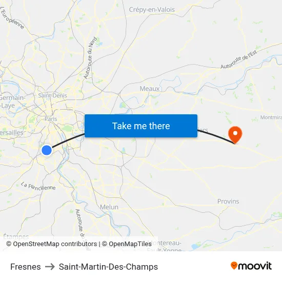 Fresnes to Saint-Martin-Des-Champs map