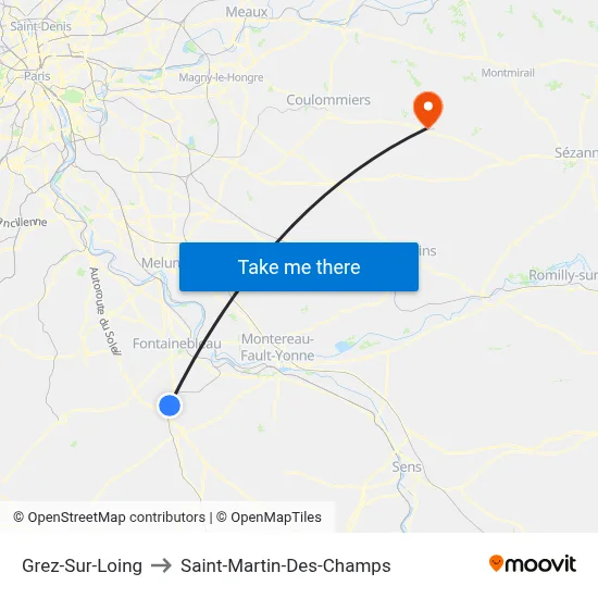 Grez-Sur-Loing to Saint-Martin-Des-Champs map