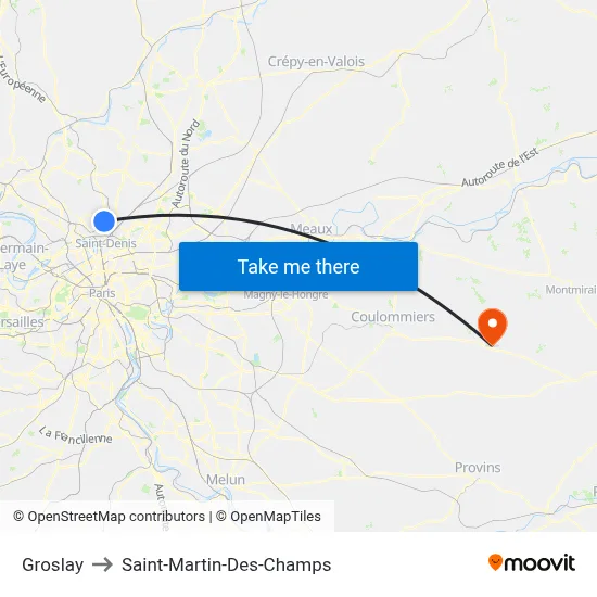 Groslay to Saint-Martin-Des-Champs map