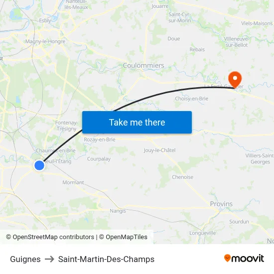 Guignes to Saint-Martin-Des-Champs map