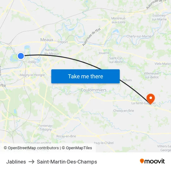 Jablines to Saint-Martin-Des-Champs map