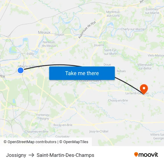 Jossigny to Saint-Martin-Des-Champs map