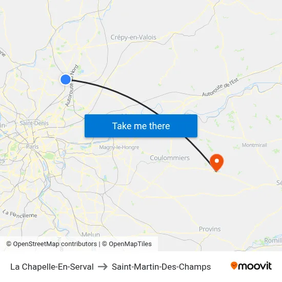 La Chapelle-En-Serval to Saint-Martin-Des-Champs map