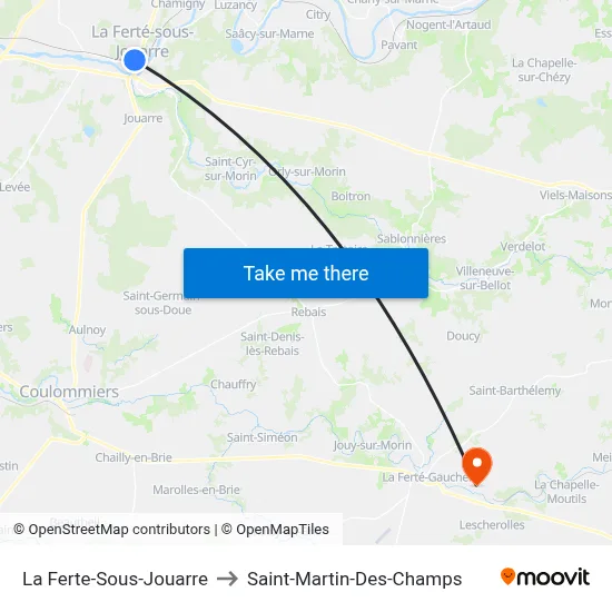 La Ferte-Sous-Jouarre to Saint-Martin-Des-Champs map