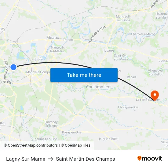 Lagny-Sur-Marne to Saint-Martin-Des-Champs map