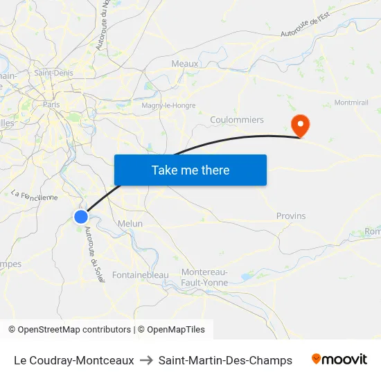 Le Coudray-Montceaux to Saint-Martin-Des-Champs map