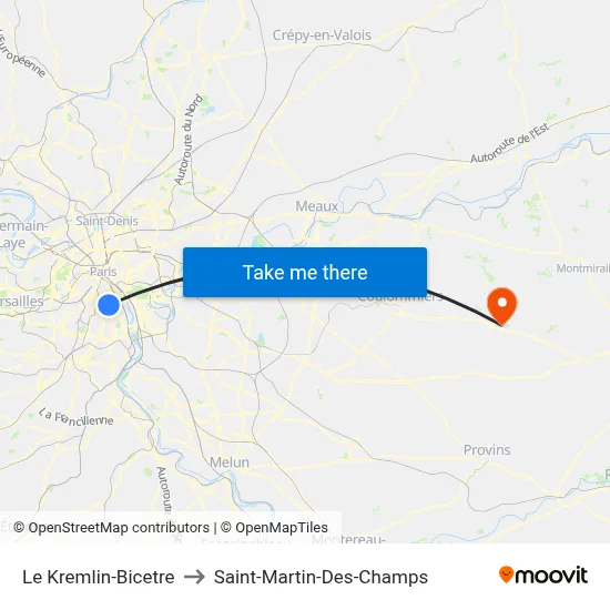 Le Kremlin-Bicetre to Saint-Martin-Des-Champs map