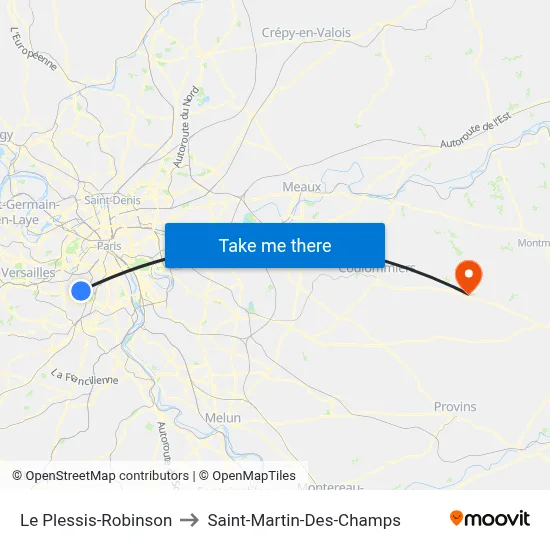 Le Plessis-Robinson to Saint-Martin-Des-Champs map