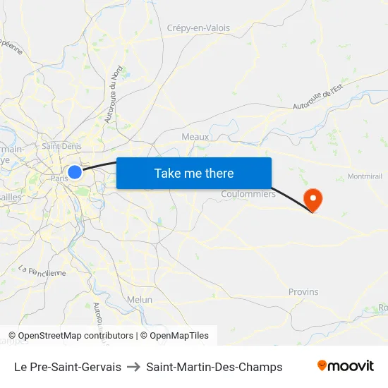 Le Pre-Saint-Gervais to Saint-Martin-Des-Champs map