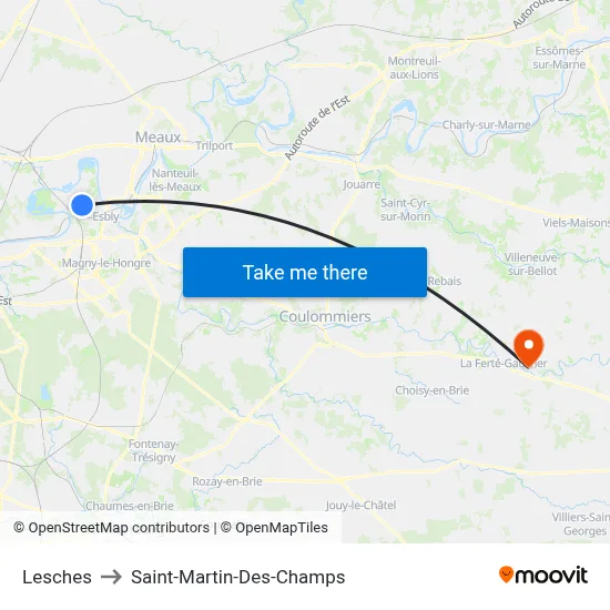 Lesches to Saint-Martin-Des-Champs map