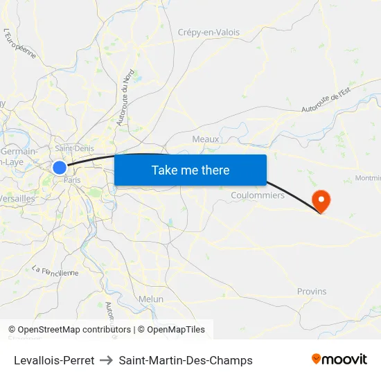 Levallois-Perret to Saint-Martin-Des-Champs map