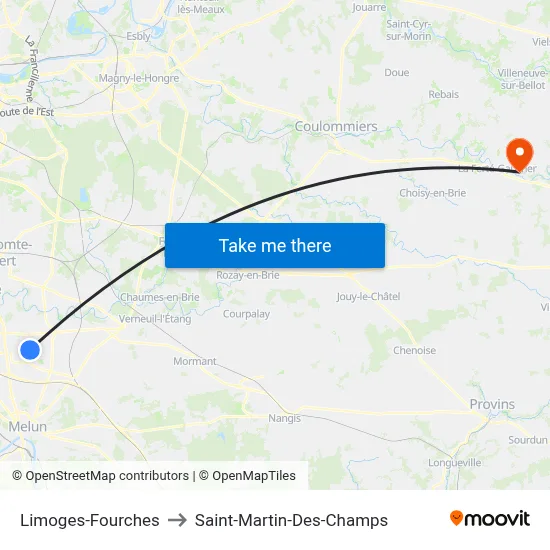 Limoges-Fourches to Saint-Martin-Des-Champs map