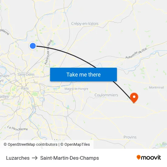 Luzarches to Saint-Martin-Des-Champs map