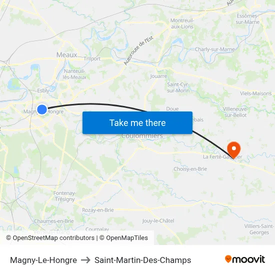 Magny-Le-Hongre to Saint-Martin-Des-Champs map