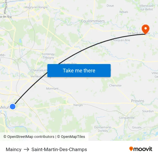 Maincy to Saint-Martin-Des-Champs map