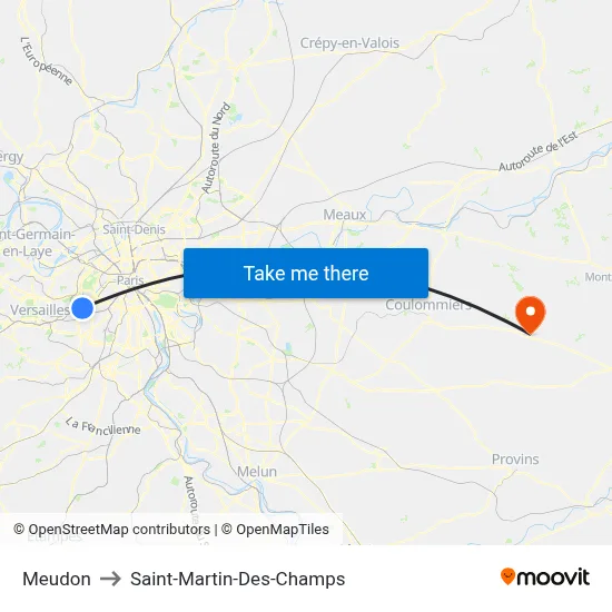 Meudon to Saint-Martin-Des-Champs map