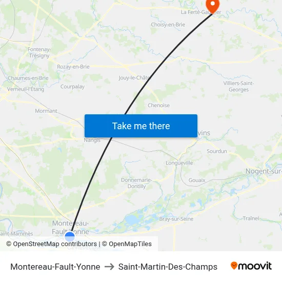 Montereau-Fault-Yonne to Saint-Martin-Des-Champs map