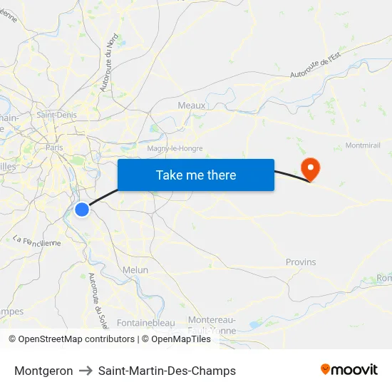 Montgeron to Saint-Martin-Des-Champs map