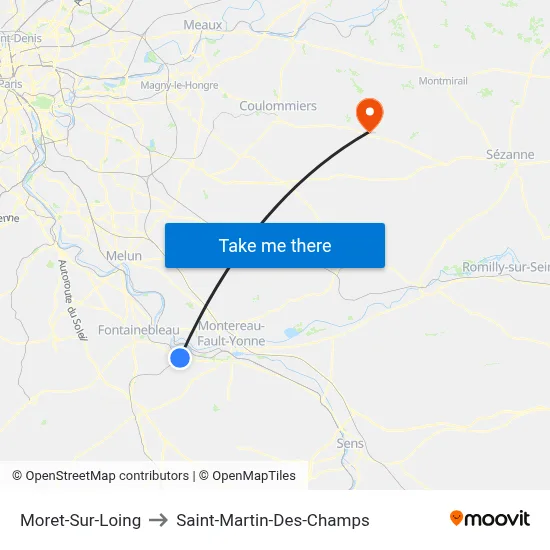 Moret-Sur-Loing to Saint-Martin-Des-Champs map