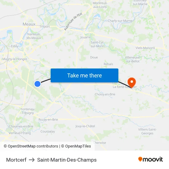 Mortcerf to Saint-Martin-Des-Champs map