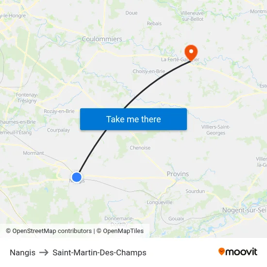 Nangis to Saint-Martin-Des-Champs map