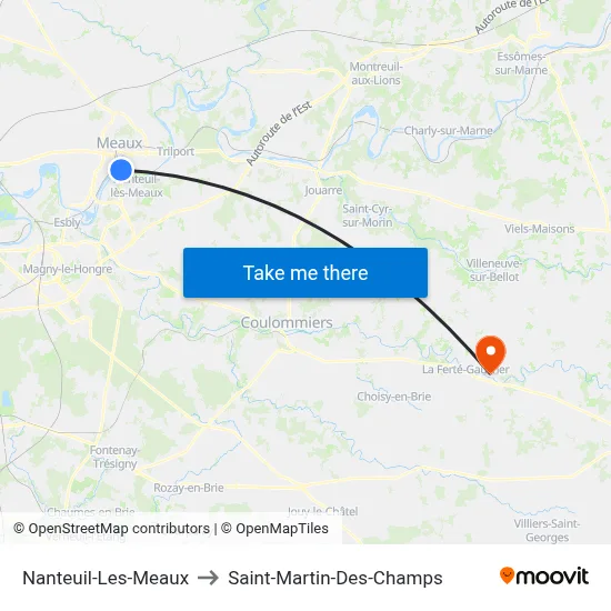 Nanteuil-Les-Meaux to Saint-Martin-Des-Champs map