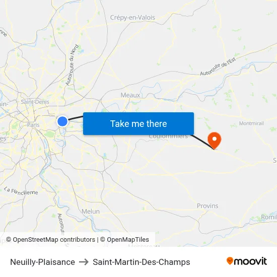 Neuilly-Plaisance to Saint-Martin-Des-Champs map