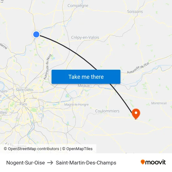 Nogent-Sur-Oise to Saint-Martin-Des-Champs map
