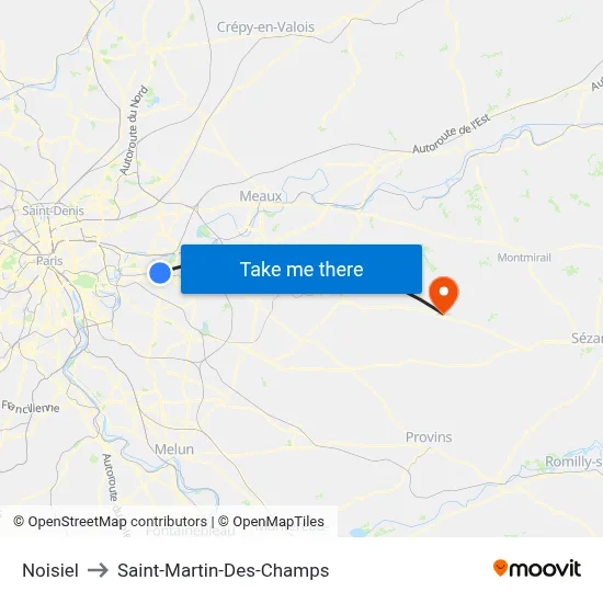 Noisiel to Saint-Martin-Des-Champs map