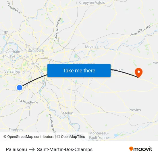 Palaiseau to Saint-Martin-Des-Champs map