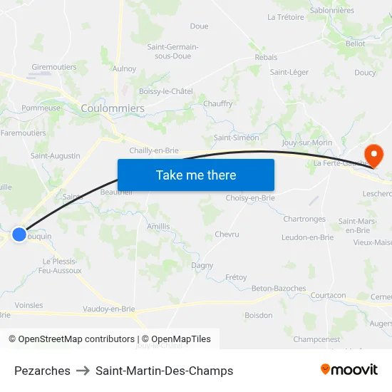 Pezarches to Saint-Martin-Des-Champs map