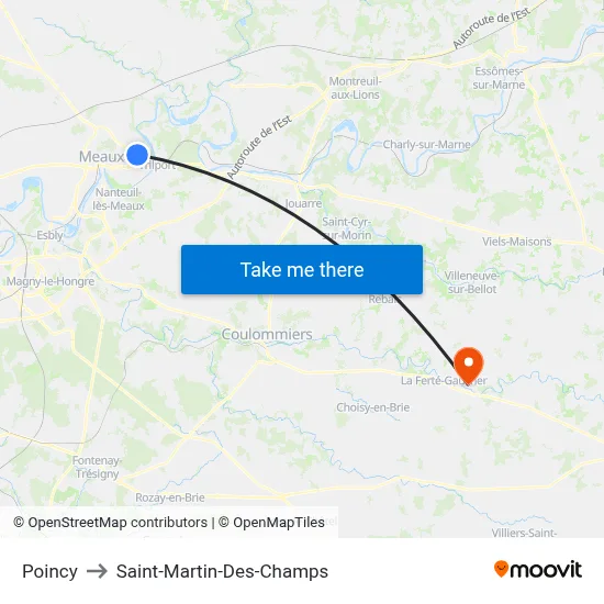 Poincy to Saint-Martin-Des-Champs map
