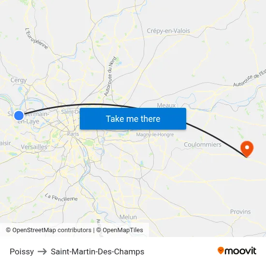 Poissy to Saint-Martin-Des-Champs map