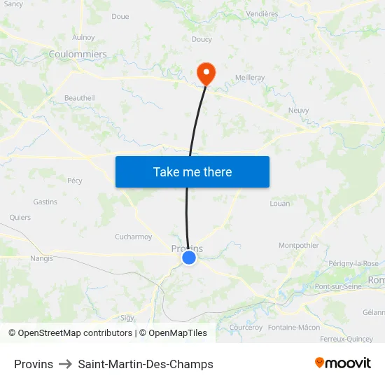 Provins to Saint-Martin-Des-Champs map