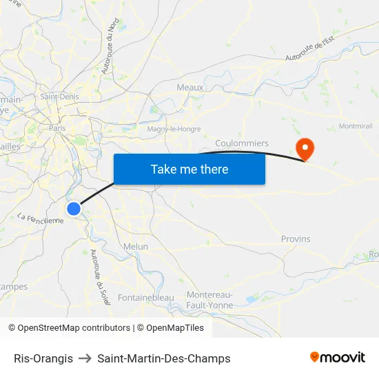 Ris-Orangis to Saint-Martin-Des-Champs map