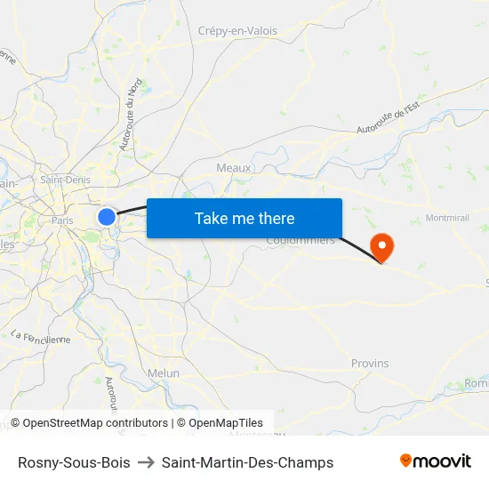 Rosny-Sous-Bois to Saint-Martin-Des-Champs map