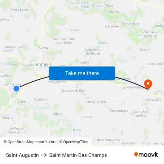 Saint-Augustin to Saint-Martin-Des-Champs map