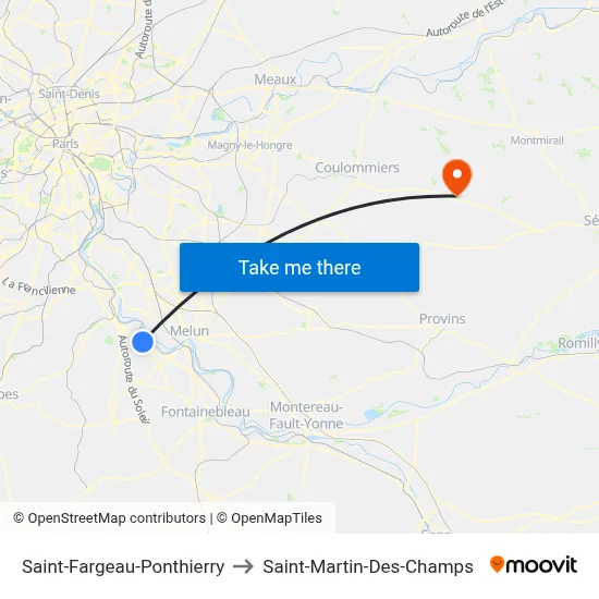 Saint-Fargeau-Ponthierry to Saint-Martin-Des-Champs map