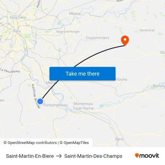 Saint-Martin-En-Biere to Saint-Martin-Des-Champs map