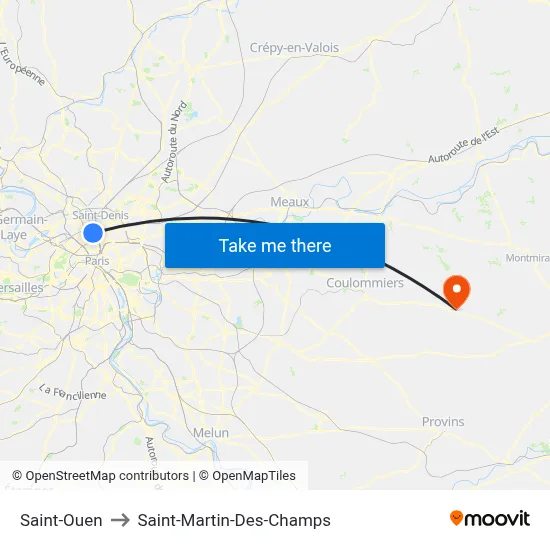 Saint-Ouen to Saint-Martin-Des-Champs map